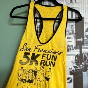 Vintage Urban Outfitters Neon Yellow Retro Racerback Tank Top San Francisco 5k